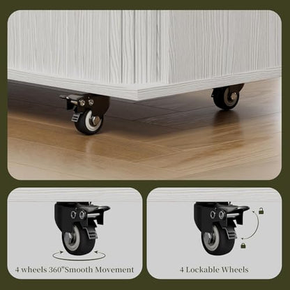 DHH Rolling Kitchen Island with Drop Leaf Countertop&Ample Storage - 39.4" Small Mobile Kitchen Cart On Wheels with Sliding Door,Drawers,Spice Rack & 2-Tier Storage(Grayish White) - color: Grayish White