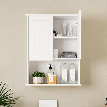 Bathroom Wall Cabinet, Over The Toilet Storage Cabinet, 24x30 Inch Bathroom Medicine Cabinet with 2 Door & Adjustable Shelves, Bathroom Cabinet Wall Mounted, for Laundry Room, Kitchen - color: White