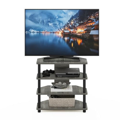 Furinno Turn-N-Tube Easy Assembly 4-Tier Petite Entertainment Center / TV Stand / TV Unit / TV Desk, French Oak Grey/Black - color: French Oak, size: 4-Tier