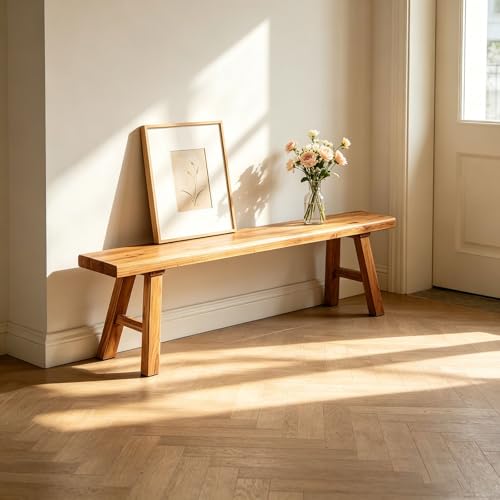 Kitchen & Dining Room Benches Sturdy Entryway Indoor Wooden Dining Benchs 39.3"/47.2"/55.1"/62.9"/70.8" Length Vintage Narrow Noodle Skinny Bench For Bedroom End Of Bed Decorative Benchs - size: 70.8"