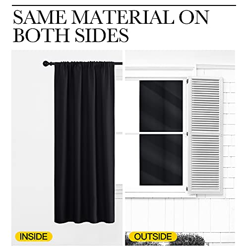 NICETOWN Black Blackout Curtains and Drapes 48 inches Long, Privacy RV Draperies for Small Windows, Thermal Insulated Curtain Panels (42" Wide, 2 Panels) - color: Black, size: 42"W x 48"L (Pack of 2)