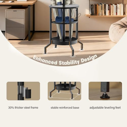 Coat Rack with Umbrella Holder, Coat Rack Freestanding, Metal Coat Tree with 12 Hooks, Modern Coat Hanger Stand for Entryway Living Room Bedroom Office