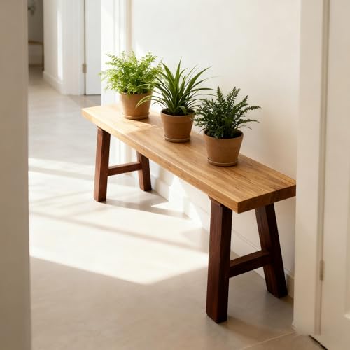 Small Entryway Indoor Narrow Bench Farmhouse Benches 31.5"/39.3"/47.2"/55.1"/59"/62.9"/70.8"/78.7" Length Solid Wood Living Room Kitchen Dining Benchs Skinny Noodle for Bedroom(31.5")