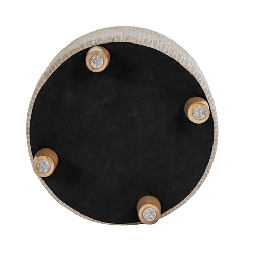 HomePop 19" Round Storage Ottoman - Tan Geometric Pattern - color: Tan Geometric Pattern