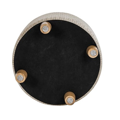 HomePop 19" Round Storage Ottoman - Tan Geometric Pattern - color: Tan Geometric Pattern
