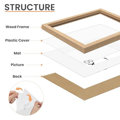 upsimples 11x14 Picture Frame Solid Wooden, Nursery Wall Frames Set of 3 | 100% Natural Solid Wood, Fit 8x10 with Mat and 11 x 14 Photos, For Kids Room, Gallery Wall Décor - size: 11X14