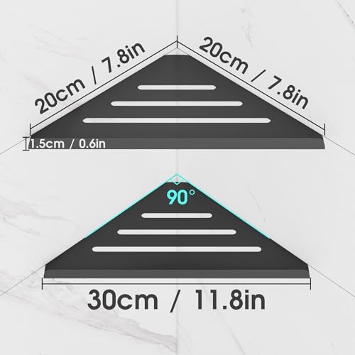 Shower Corner Shelf,304 Stainless Steel Caddy, No Drill Shower Shelf,Won't Fall Off Organizer, Large Capacity Floating Corner Shelves Shampoo Holder (Black 3-Pack) - color: Black 3-pack