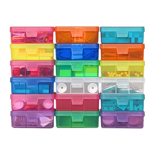 18 Pack Plastic Hobby Art Craft Organizer with Boxs | Transparent View,Stackable,Clear,Space-Saving,Durable,See Through,Plastic,,Dust Protection - size: Small&Color-18 Pack