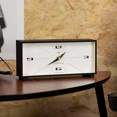 NEWGATE® Thunderbird Desk Clock | Retro Contemporary Rectangular Design | Black | Modern mid-Century Style for Desk, Mantel, Table top or Shelf - color: Black
