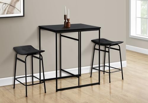Contemporary Rectangular Counter Height Dining Table Small with Black Laminate Top and Metal Base Ideal for Modern Homes