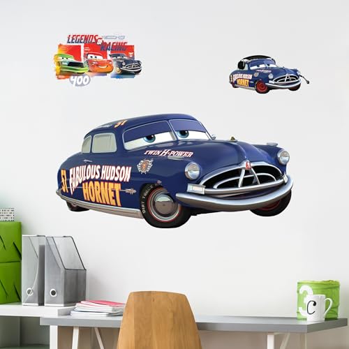 Disney Pixar Cars Wall Decals - 11" x 23" Doc Hudson Vinyl Stickers for Bathroom Nursery Bedroom Decor - Peel and Stick Room Decorations - color: Doc Hudson