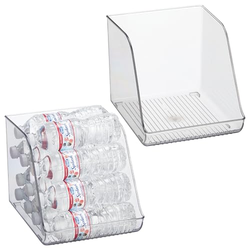 iDesign Plastic Water Bottle Organizer for Fridge, Clear, 2-Pack | Bottle Holder, For Kitchen and Pantry - style: Pack of 2- Tall