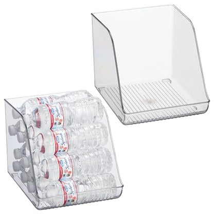 iDesign Plastic Water Bottle Organizer for Fridge, Clear, 2-Pack | Bottle Holder, For Kitchen and Pantry - style: Pack of 2- Tall