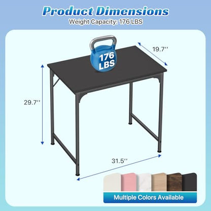 Small Computer Office Desk 32 Inch Student Study Writing Work Modern Simple Home Bedroom PC Table Metal Frame Desk… - color: Black, size: 32 Inch