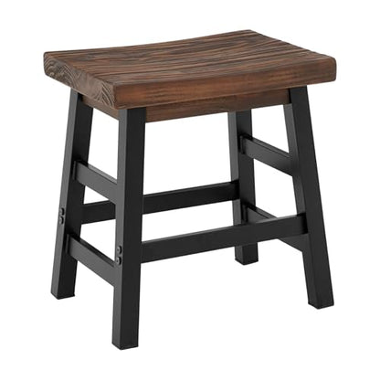 Alaterre Furniture Pomona Rustic Industrial Barstool – 20” Backless Counter Stool with Solid Pine Wood Seat and Black Metal Legs – Farmhouse Seating for Dining Room, Kitchen, or Office (Natural/Black) - style: Metal Frame Barstool