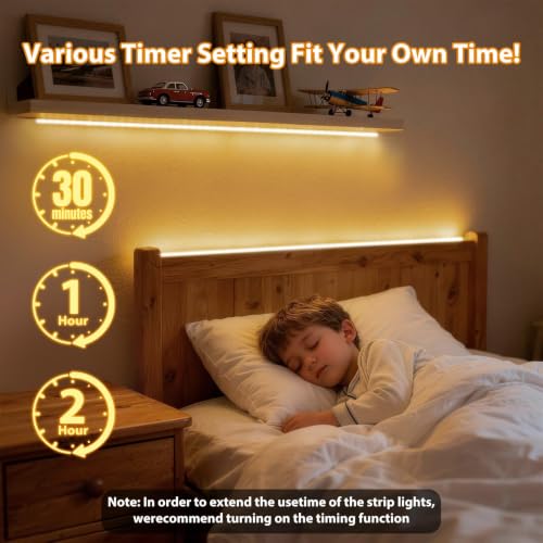 3 Pack 3.3FT Battery Powered LED Strip Lights with Remote Timer, 2700K-6000K Tunable White LED Cabinet Lights, Self-Adhesive Dimmable USB LED Strip Lights with12 Modes for Kitchen Bookshelf Cupboard - size: 3.3FT