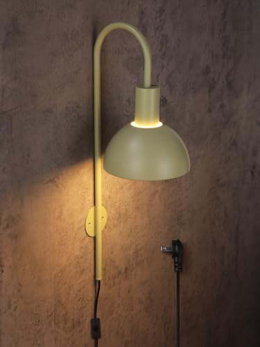TORCHSTAR 26 Inch Wall Light Fixture, Metal, Plug-in, E26 Base, Green | Wall Mounted Lamp with On/Off Switch for Living Room, Reading Nook, Bedroom, Bulb Not Included - color: Green