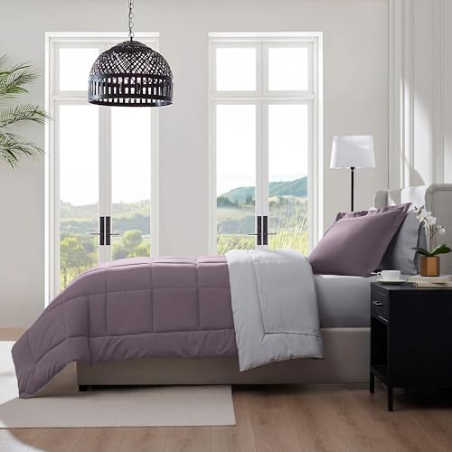 Nestl 5 Piece Twin Comforter Set – Dusty Purple Reversible Bed in a Bag – Complete Twin Size Bedding Set with Sheets, Pillowcase and Sham - color: Dusty Purple, size: Twin