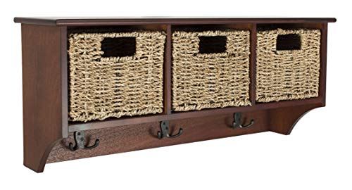 Safavieh Home Collection Finley Hanging 3 Basket Wall Rack - color: Cherry