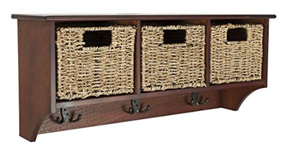 Safavieh Home Collection Finley Hanging 3 Basket Wall Rack - color: Cherry