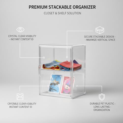 Clear Stackable Storage Bins with Lids, Durable Plastic Organizer Containers for Closet, Shelf & Desktop Organization - size: 14.17 x 8.66 x 10.63 in