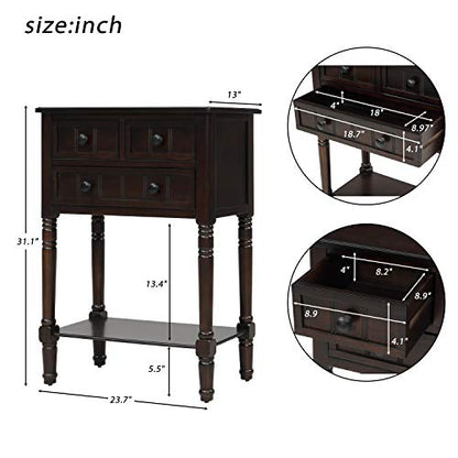 Knocbel Narrow Console Table with 3 Storage Drawers and Bottom Shelf, Entryway Hallway Foyer Slim Sofa Table for Small Spaces, Easy Assembly (Espresso) - color: Espresso