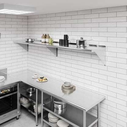 AmGood 18 in. x 96 in. Stainless Steel Wall Shelf | NSF | Metal Shelving | Garage, Laundry, Storage, Utility Room | Restaurant, Commercial Kitchen - size: 18 in. x 96 in.
