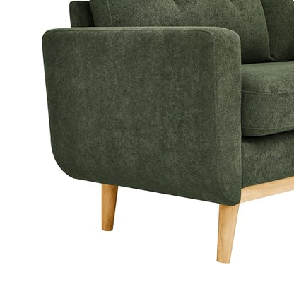 67" Green Loveseat Sofa, Mid Century Modern Love Seat Sofas and Comfy Couches for Living Room, Button Tufted Small Cloud Couch for Bedroom Office Apartment Small Space, Easy Assembly (Dark Green) - color: Dark Green