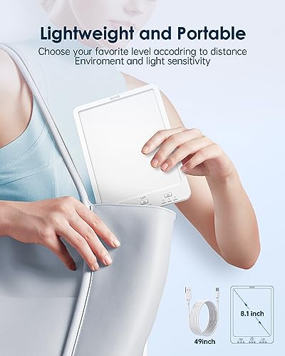 SUXIO Light Therapy Lamps Rechargeable, 10000 Lux Sunlight Lamp with Wake-Up Function, Daylight Lamp with Memory Function, Happy Lamp Use As Lift-Mood, Light Therapy Box for Home/Office - size: USB-C
