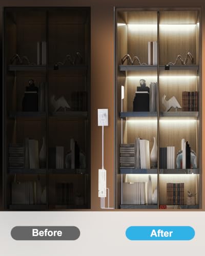 JUSJUBR Display Cabinet Lights, 32.8ft 24V Dimmable Cuttable COB LED Strip Lights, Cold White 6000K, Under Cabinet Lighting for Shelves, Bookshelves, Display Cases, Cabinets, Kitchens and Closets - color: Cold White 6000K, size: 2*16.4ft 24V COB Light