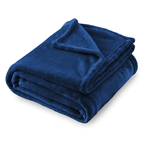 Flannel Fleece Blanket Throw Size, Navy Blue, 50x60 inches | All Season Lightweight Super Soft Cozy Blanket for Bed or Couch - color: Navy Blue, size: 50"×60"