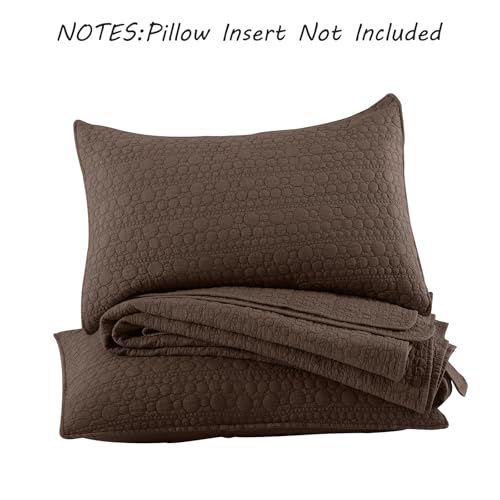 HORIMOTE HOME Quilt Set Twin Size Chocolate, Soft Lightweight Pre-Washed Microfiber Circle Stitches Twin Quilt Bedding Set, All Season Spring Summer Bedspread Coverlet, 1 Pillow Sham, 68x86 Inches - color: Chocolate, size: Twin
