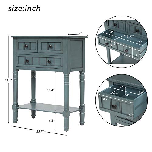 Knocbel Narrow Console Table with 3 Storage Drawers and Bottom Shelf, Entryway Hallway Foyer Slim Sofa Table for Small Spaces, Easy Assembly (Navy) - color: Navy