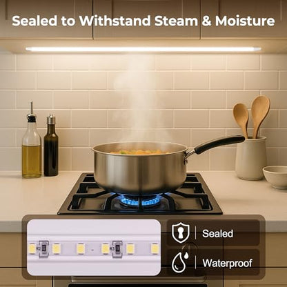 60inch Plug in Under Cabinet Lighting Strip for Kitchen, 120V Bright LED Under Counter Lights 6000k White Slim, Luces para Cocina Bajo Gabinete Under Shelf Wired Light for Sink/Workbench/Bookshelf - size: 60inch