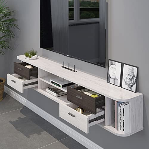 Pmnianhua Floating TV Stand 4 Drawers,66'' Wall Mounted Floating Media Console Under TV Entertainment Shelf Wall TV Cabinet with Drawers and Cabinets for Bedroom Living Room (Greyish-White) - color: Greyish White, size: 66"