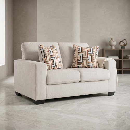 Signature Design by Ashley Aviemore Chenille Loveseat Sofa - Stone Beige | Stone beige loveseat, Textured polyester chenille, Sag-resistant platform foundation, 62 in profile, No assembly required - color: Stone, style: Loveseat