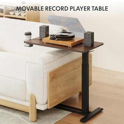 FLEXISPOT 32''Adjustable C Table Gas Spring Mobile Side End Table | Adjustable C table with Wheels, Bedside table for sofa and couch. Laptop Rolling Cart TV Tray, 31.5" W x 17.7" D,Rustic Brown - color: Rustic Brown, size: 32x18