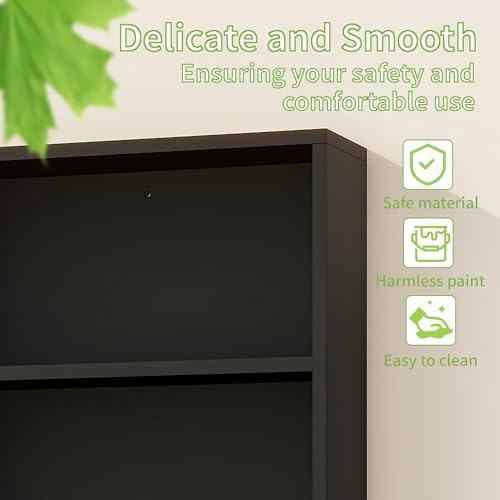 Bathroom Wall Cabinet with Towel Bar & 2 Doors, Black - color: Black