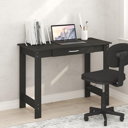 Furinno Jaya Desk, 39.2 Wide Computer Desk with Drawer, Darkwood | Office Desk, Writing Desk, for Home Office, Bedroom, Living Room - color: Darkwood, size: 39" Wide New