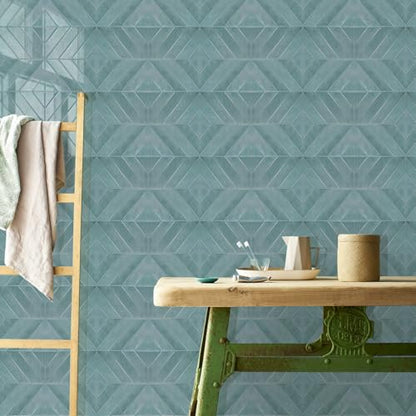 STICKGOO Herringbone Peel and Stick Backsplash, Blue Teal, 10 Sheets | 12.6 x 9.7 in, Thicker Rectangular Vinyl Stick-On Wall Tiles, Easy Alignment, Waterproof, Easy to Clean, Kitchen/Bathroom - color: Blue Teal, size: Pack of 10
