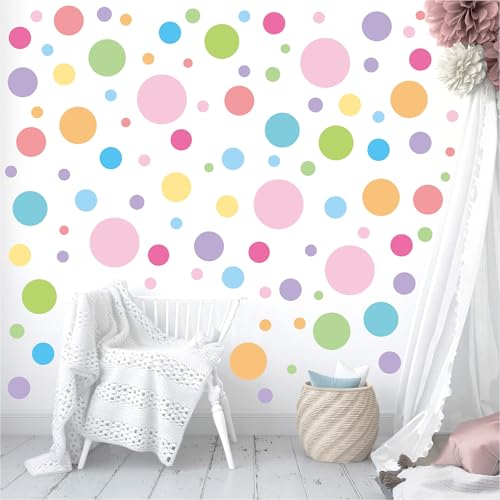 Colored Polka Dots Wall Decals - 12 Sheets 276 Pcs Removable Colorful Polka Dots Wall Sticker Peel and Stick Round Circle Wall Decor for Bedroom Playroom Classroom Nursery - color: Polka Dots