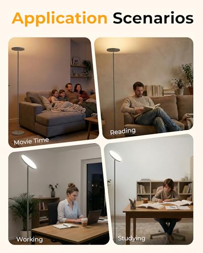 Floor Lamp for Bedroom,69" Tall Standing Lamp Remote & Foot Switch with 1H Timer, 2700-6500K Stepless Dimmable Modern Pole Light for Bedroom, Office, Reading, Sliver - color: Silver