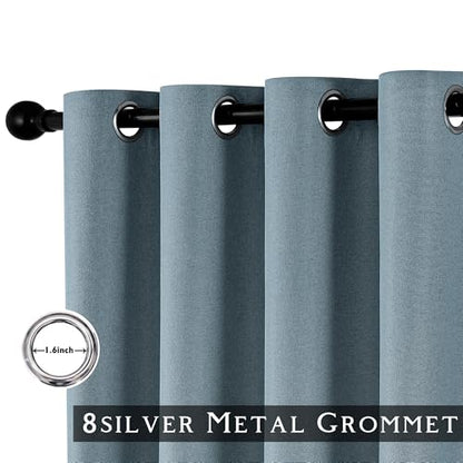 ChrisDowa Blue Blackout Curtains 45 Inches Long 2 Panels for Bedroom | Room Darkening,Light Blocking,Thermal Insulated,Faux Linen,Farmhouse,Grommet,Window Treatment,Drapes,Living Room,52x45 - color: Blue, size: 52"W x 45"L (Pack of 2)