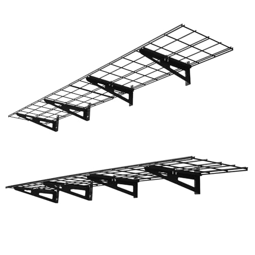 VEVOR 2-Pack Heavy Duty Garage Wall Shelving, 1 x 6 ft Steel Wall Mounted Shelving Unit, 12 x 72 Inch Per Shelf Floating Storage Metal Rack for Garage with 600 lbs Total Weight Capacity - size: 1×6 ft