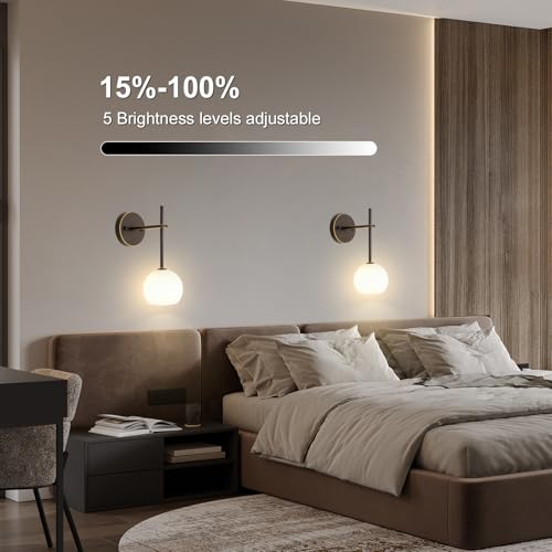 Brown Gold Battery Operated Wall Sconces Set of 2, Rechargeable Wireless Wall Lights with Milky White Frosted Glass, 12 RGB and 3CCT Dimmable, Wall Lamps with Remote for Bedroom Living Room Hallway - color: Brown Gold