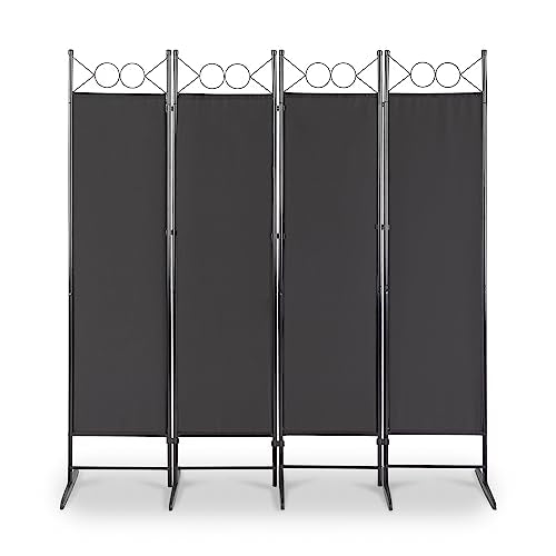 Room Divider,6 Ft Tall Folding Privacy Screen Room Dividers,Portable Room Partition for Separator,Freestanding Partition Wall Dividers for Home Office Bedroom (Black with Top Shape,4 Panel) - color: Black With Top Shape,4 Panel