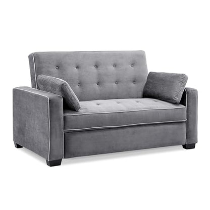 Serta Ainsley 72.6" Convertible Sleeper Sofa, Queen Size, Dreamcoil Comfort, Soft Woven Fabric, Charcoal - color: Charcoal, size: Queen Sofa