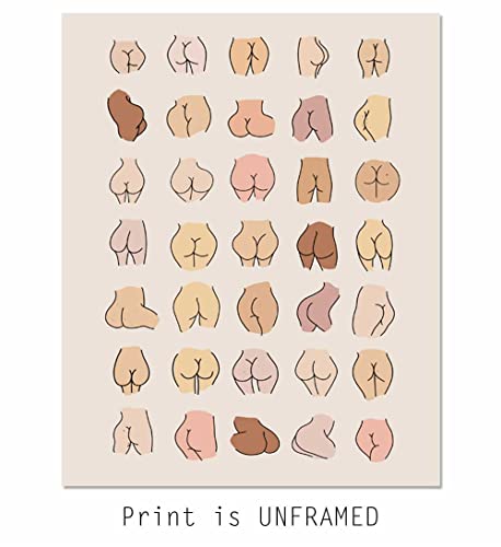 WCDHOR Funny Bathroom Wall Art Print Minimalist Boho Bathroom Decor Neutral Line Art Poster for Guest Bathroom Powder Room Apartment Dorm Modern Feminine Body Art for Women Unframed (11X14 INCH) - size: 14"L x 11"W