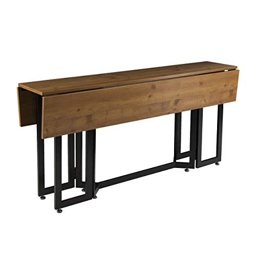 SEI Furniture - Holly & Martin Driness Drop Leaf Table - Oak with Black - Transitional Design, Brown Iron and Wood - Ideal for Dining Room, Kitchen (DN7448) - color: Weathered Oak, Black