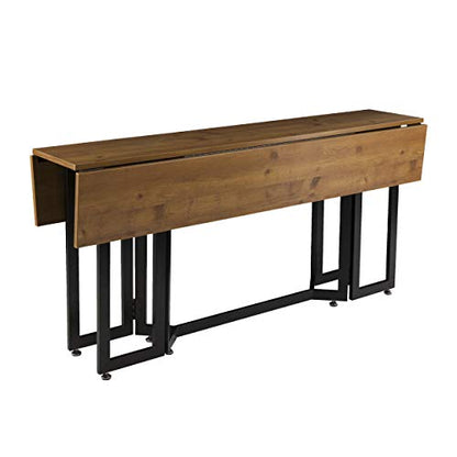 SEI Furniture - Holly & Martin Driness Drop Leaf Table - Oak with Black - Transitional Design, Brown Iron and Wood - Ideal for Dining Room, Kitchen (DN7448) - color: Weathered Oak, Black